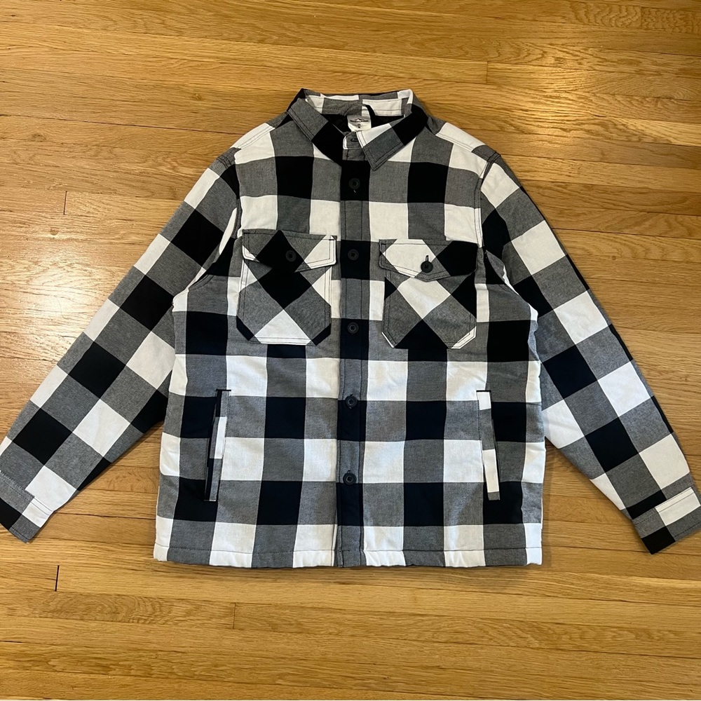 Men’s Adventureridge Quilted Insulated Shirt, Black And White Gingham